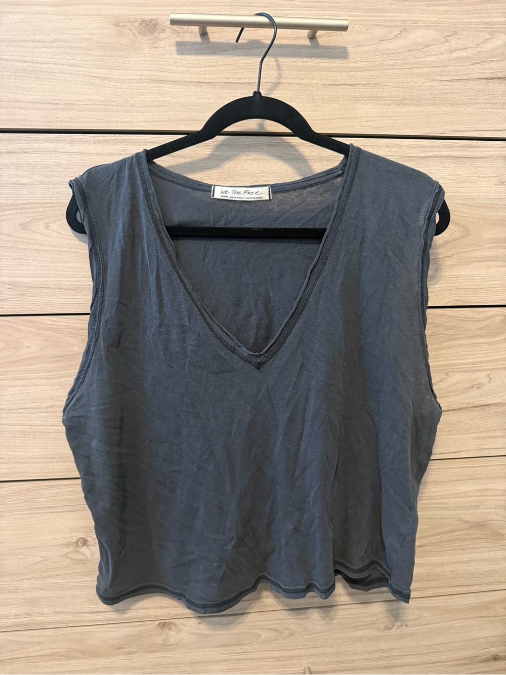 Free People Washed Charcoal Sleeveless Tank